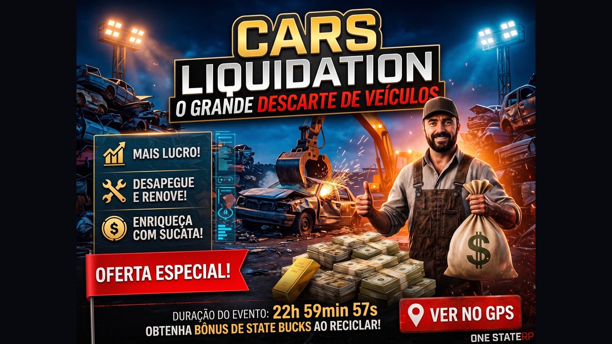 Evento Cars Liquidation no One State RP: como ganhar mais State Bucks descartando veículos