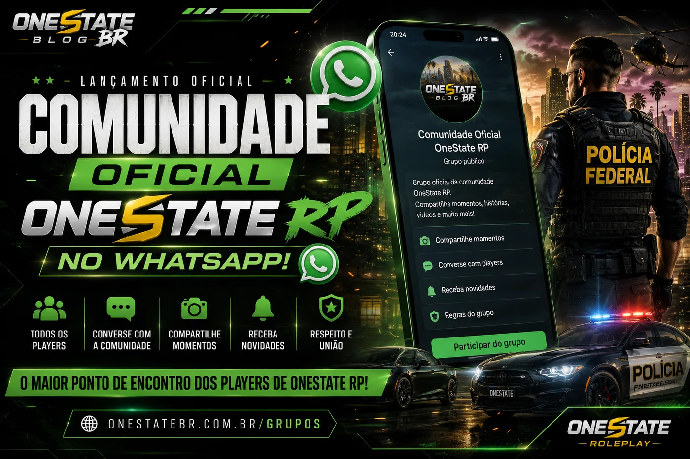 OneStateBR Blog Lança a Comunidade Oficial no WhatsApp para Jogadores de OneState RP