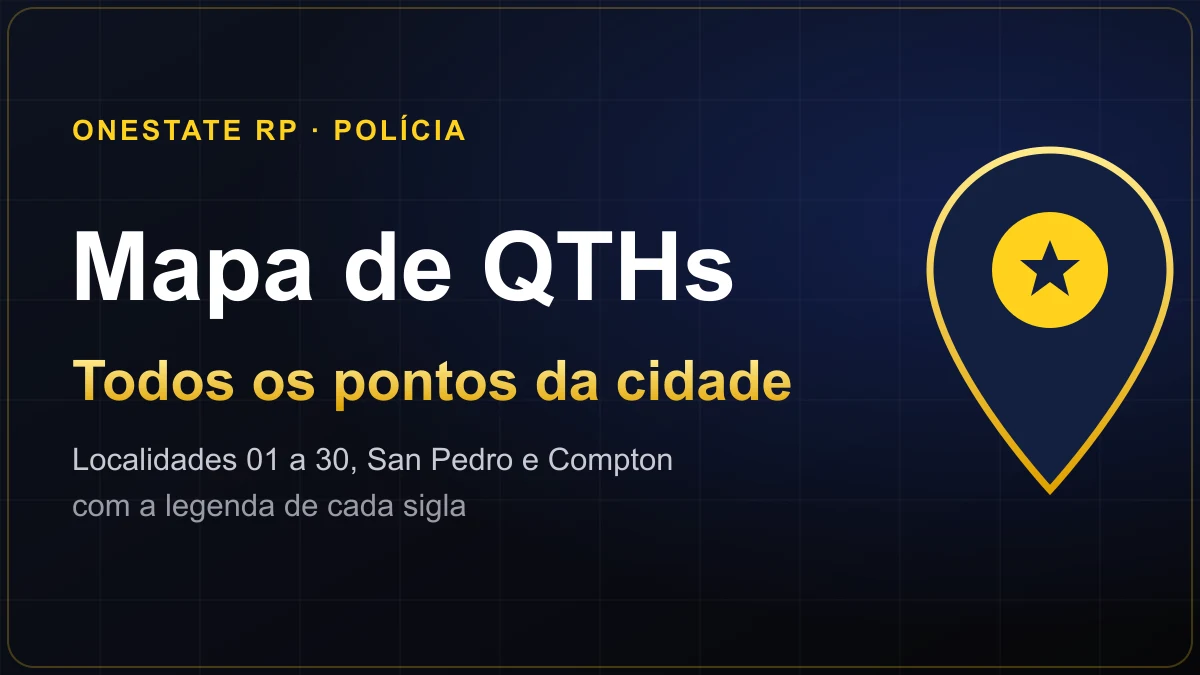 Capa: Mapa de QTHs da Polícia no OneState RP: todos os pontos da cidade