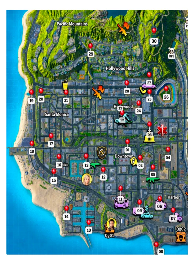 Zoom do centro e oeste com os QTHs numerados