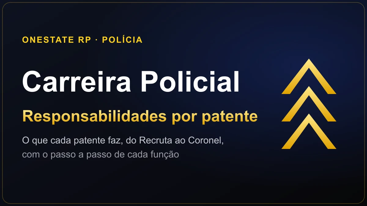 Capa: Carreira Policial no OneState RP: responsabilidades por patente