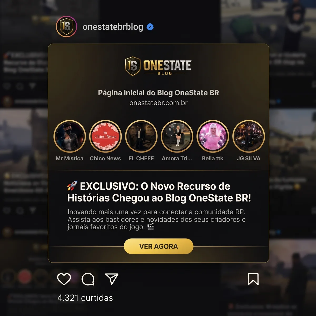 Stories RP chegaram ao OneStateBR: seu Perfil RP agora tem histórias de 24h