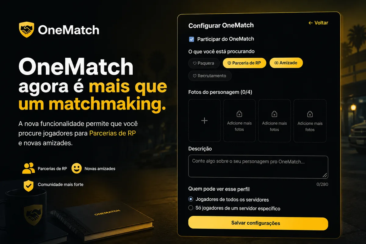 OneMatch: conecte-se com outros jogadores do OneState RP